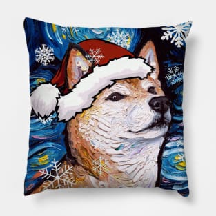 Shiba Inu Santa Pillow