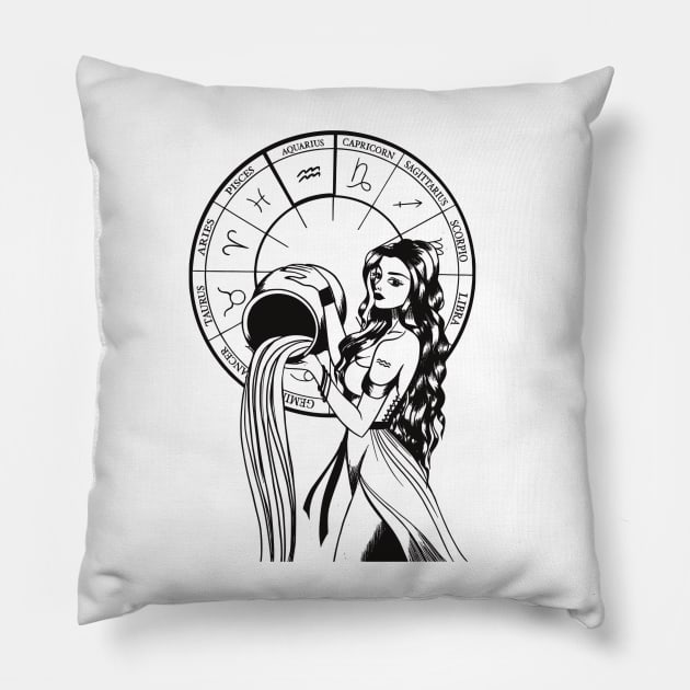 Aquarius Sign Design Pillow by Surta Comigo