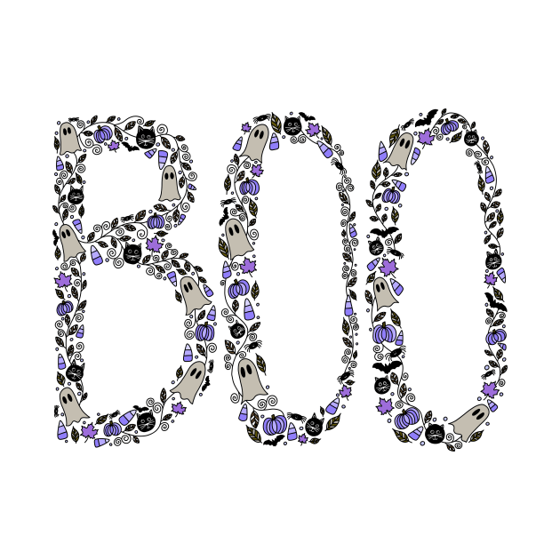 Halloween Boo Line Art - Purple by monitdesign