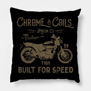 Built for Speed - Vintage Motorbike Design Pillow