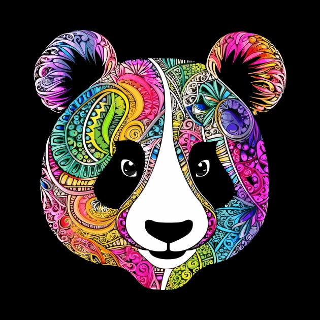 Colorful Zen Mandala Panda Bear Drawing by TeeTrendz