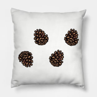 Simple cartoon pinecone pattern digital illustration, autumn nature trees woody Pillow