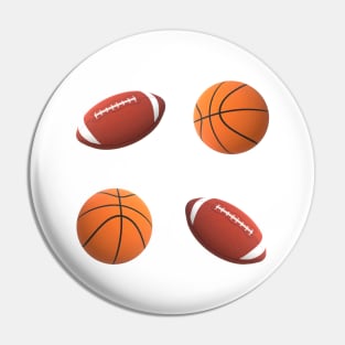 Footballs and Basketballs (White Background) Pin