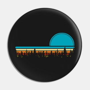 Vintage Sunset Forest Skyline Pin