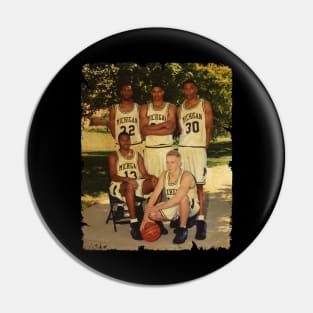 Fab Five - Vintage Design Of Basketball Pin