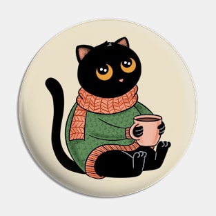 Cozy Black Cat Pin