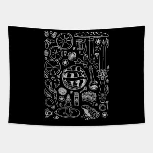 "Cottagecore Treasures" Cozy Witch Doodles Tapestry