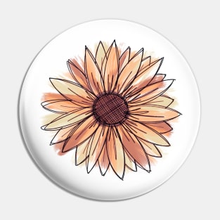 Autumn Watercolor Sunflower Pin