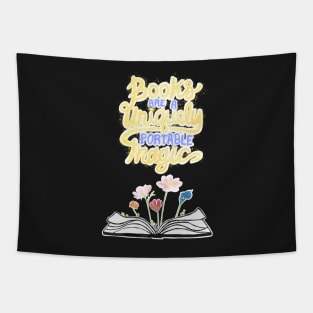 Books are unique portable magic - black Tapestry