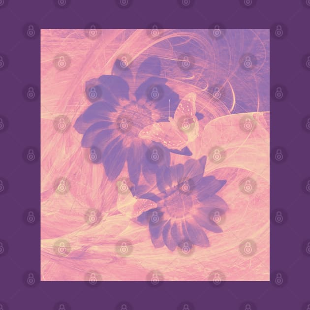 Ghost butterflies in an abstract purple and pink landscape by hereswendy