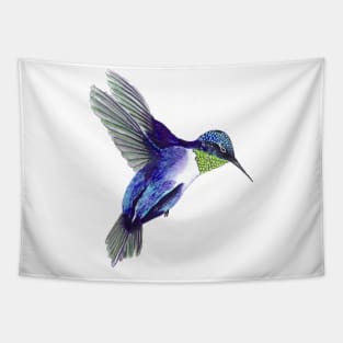 DEEP BLUE HUMMINGBIRD Tapestry