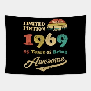 Made In April 1969 55 Years Of Being Awesome Vintage 55th Birthday Tapestry