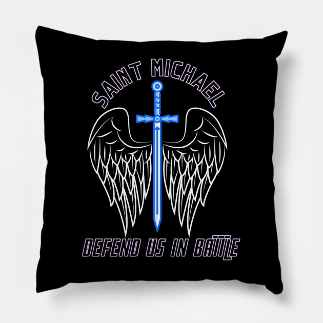 St. Michael - Defend Us In Battle 5 Pillow by stadia-60-west