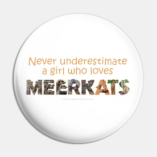 Never underestimate a girl who loves meerkats - wildlife oil painting word art Pin