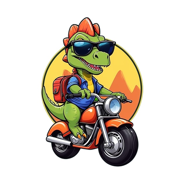 Motorbike Riding Dinosaur by likbatonboot