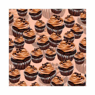 Chocolate Coffee Cupcakes Pattern T-Shirt