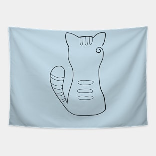 Cat Silhouette with Stripes Tapestry