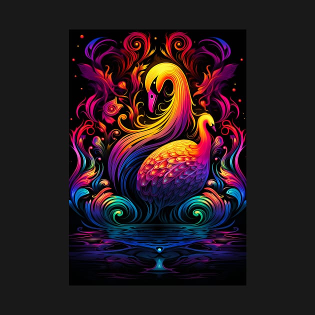 Psychedelic Trippy UV Swan Design by RichieDuprey