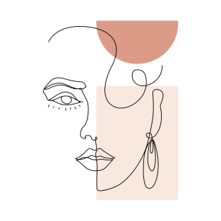 minimal woman face line art T-Shirt