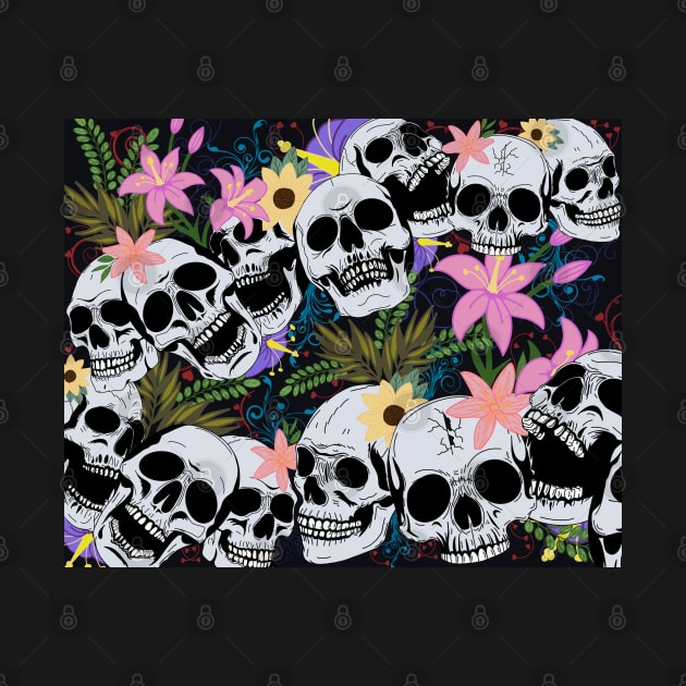 Skulls and flowers by LHaynes2020