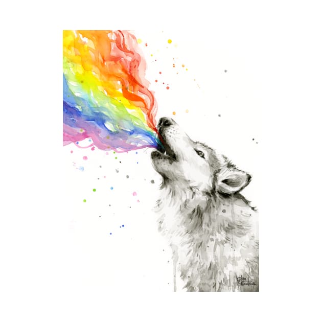 Wolf Howling Rainbow by Olechka