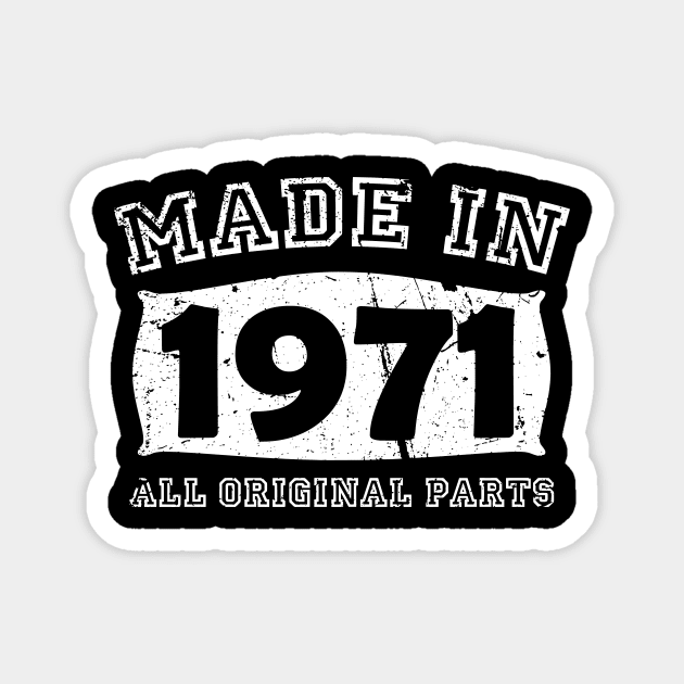 Made 1971 Original Parts 50th Birthday Magnet by jodotodesign