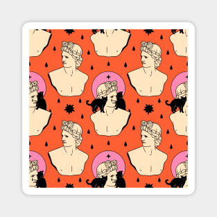 Greek God Black Cat Pattern in orange Magnet