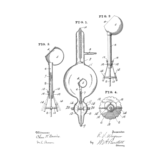 Vacuum Tube Vintage Patent Hand Drawing by TheYoungDesigns