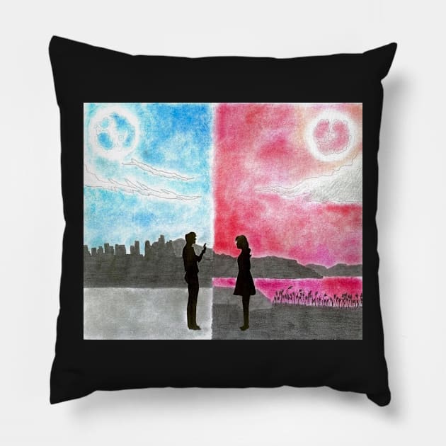 TWO WORLDS APART Pillow by kazartsy