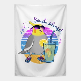 Summer Cockatiel BEACH PLEASE Tapestry