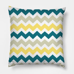 Beige Yellow Blue Chevron Pattern Pillow