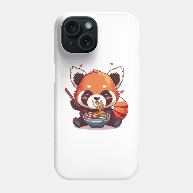 Red Panda eating ramen Phone Case by MilkyBerry