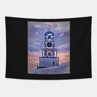 Snowy Winter's Day For Town Clock Tapestry