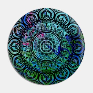 Fluid Art Design - Flip Cup Technique - Bright Colors Mandala Pin