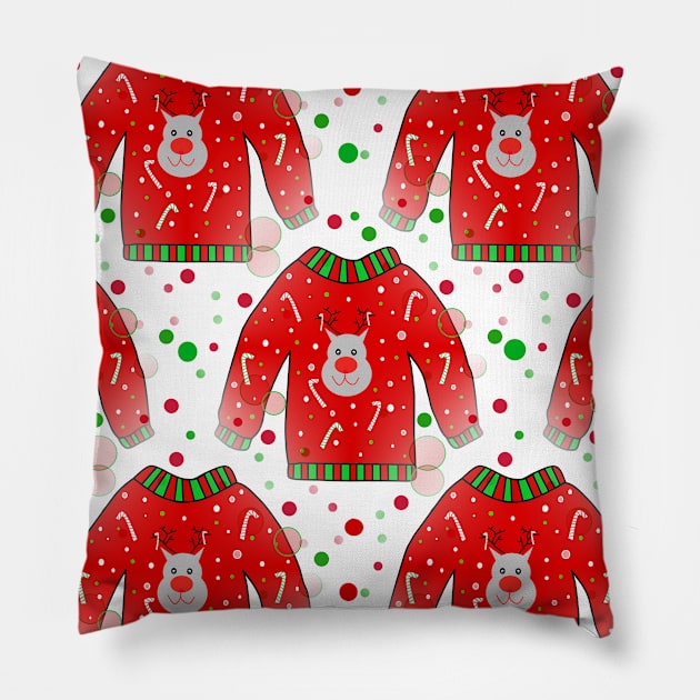 Ugly Christmas Sweater Pattern Pillow by SartorisArt1