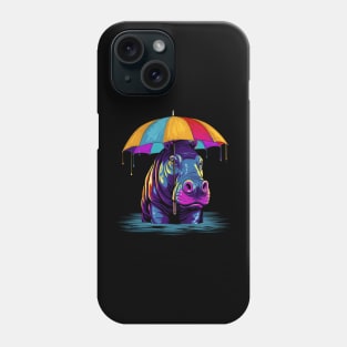 Hippo Rainy Day With Umbrella Phone Case