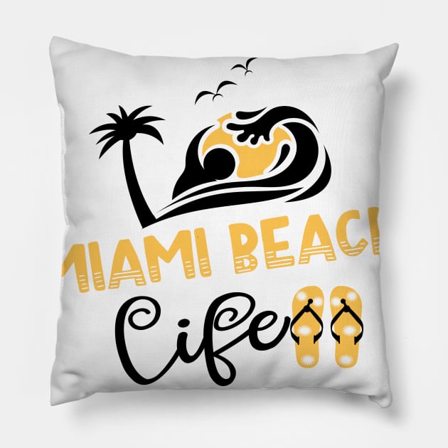 Miami Beach in USA - beach life Pillow by ArtDesignDE