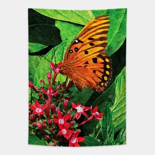 Butterflies - Orange Butterfly on Kalanchoe Tapestry