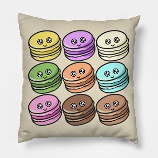 Kawaii smiling macarons in pastel colors Pillow