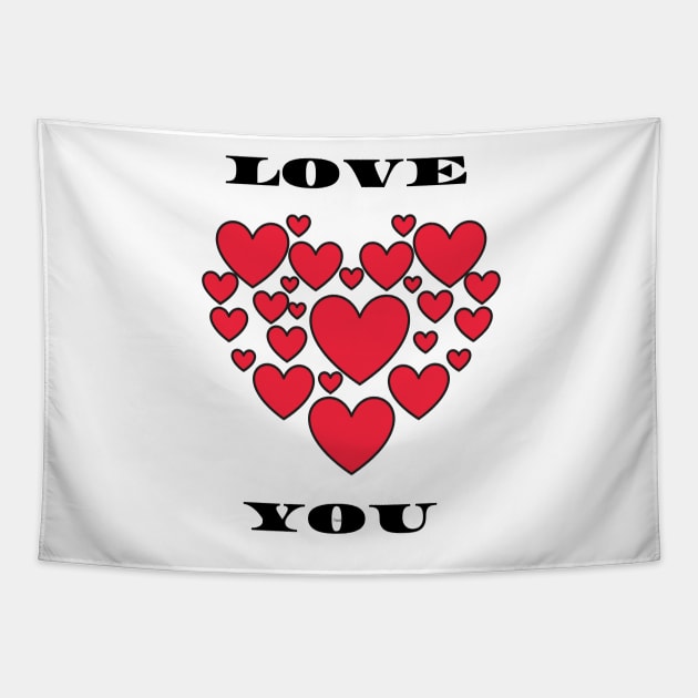 love you hearts large Tapestry by Prairie Ridge Designs