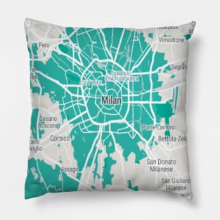 Milan light blue map Pillow