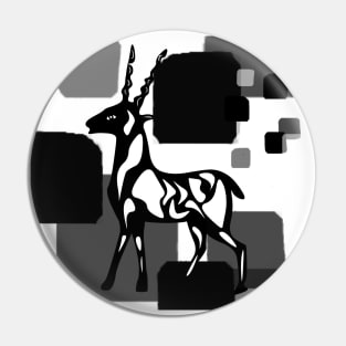 Black and white antelope Pin