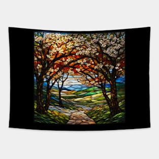 Stained Glass Springtime Path Tapestry