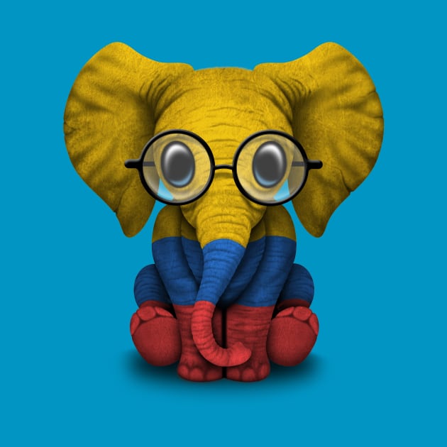 Baby Elephant with Glasses and Colombian Flag by jeffbartels