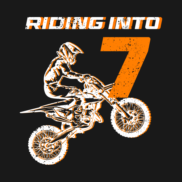 Riding into 7th birthday boy Dirt Bike B-day Gift For Kids Tollders by inksplashcreations