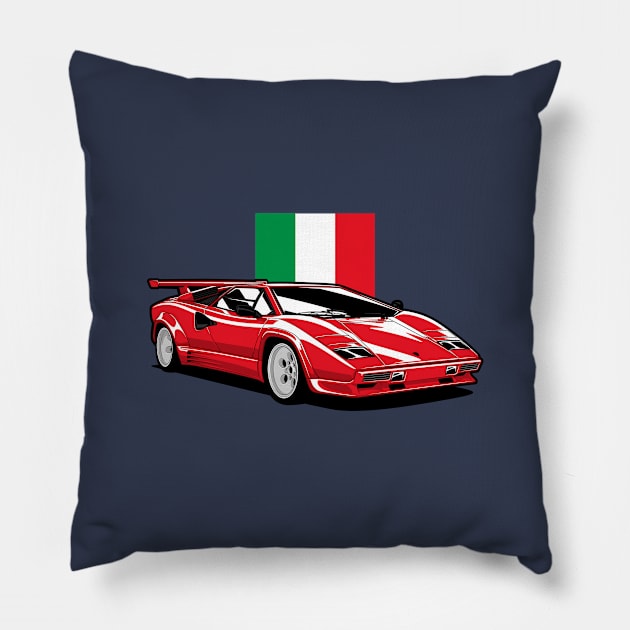 Red Countach Classic Pillow by KaroCars