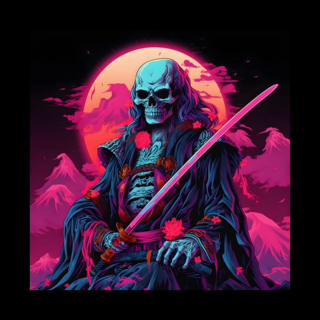 Samurai Skeleton Vaporwave by Monika1