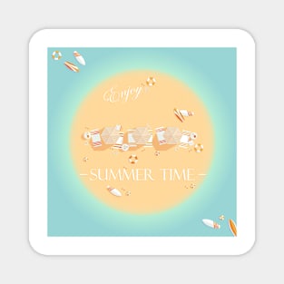Beach, island top view, summer vacation illustration Magnet