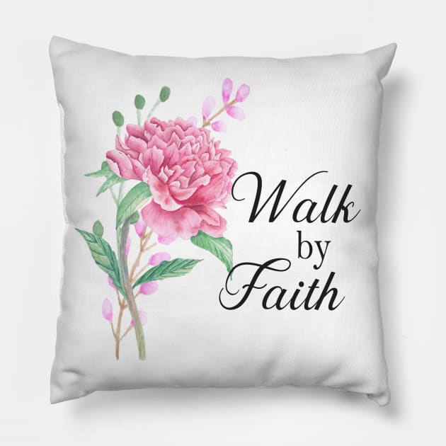 walk by faith bible verse Pillow by LatiendadeAryam