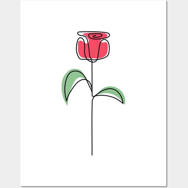 Rose Line Art Poster - Flower illustration